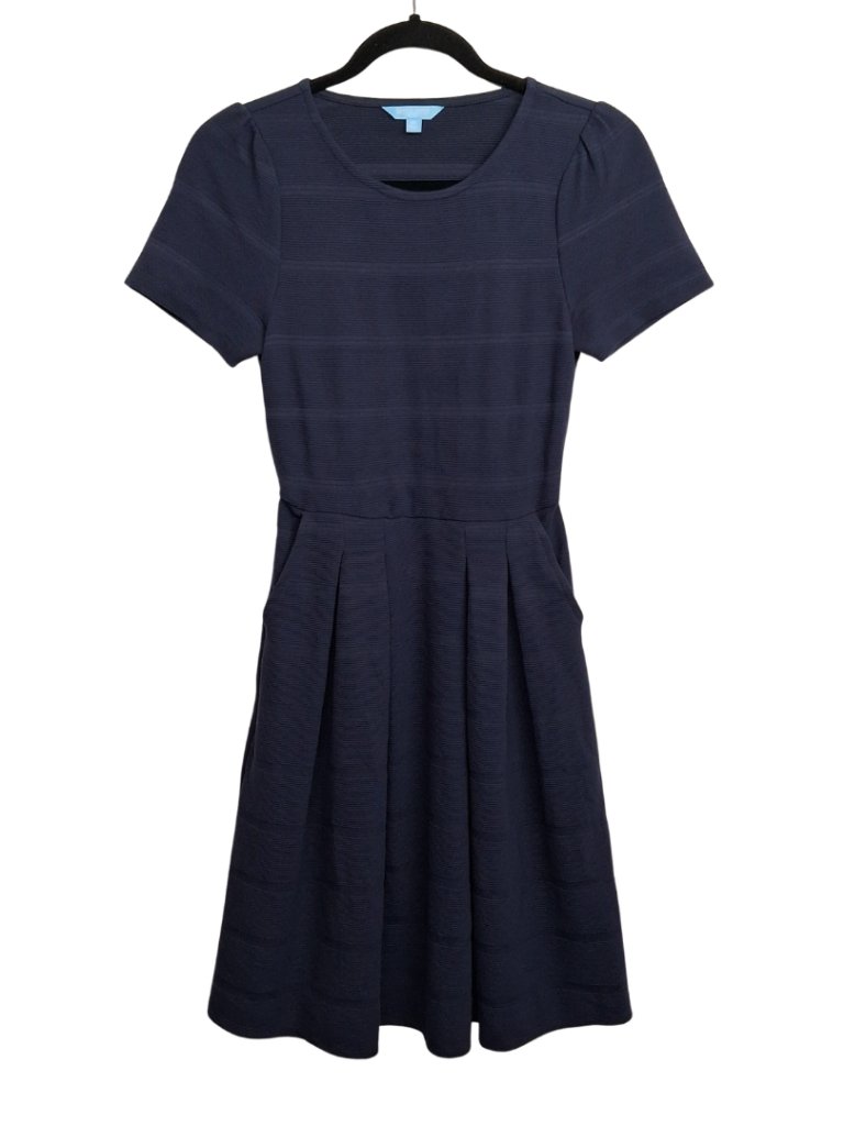 Draper James Rsvp Navy Blue Dress Fit And Flare Short Sleeve Classic Xsmall